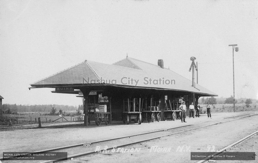 Postcard: Railroad Station, Moira, New York